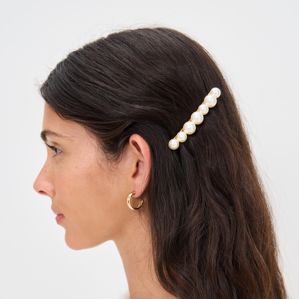 Jennifer Behr Bridal Pearl Row Hair Clip In Cream And Gold — image 6 of 6